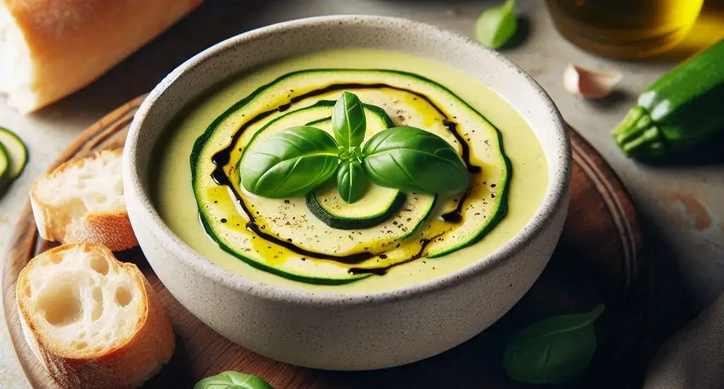 un plato de crema de calabacín