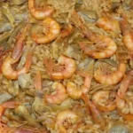 Un Arroz con alcachofas y gambitas