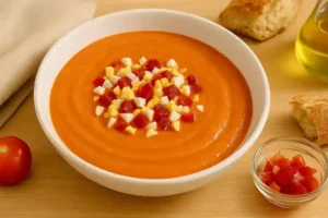 Un tazón de salmorejo cordobés